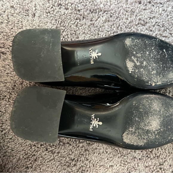 Prada Triangle Logo Black Patent Leather Loafers - Picture 4 of 9